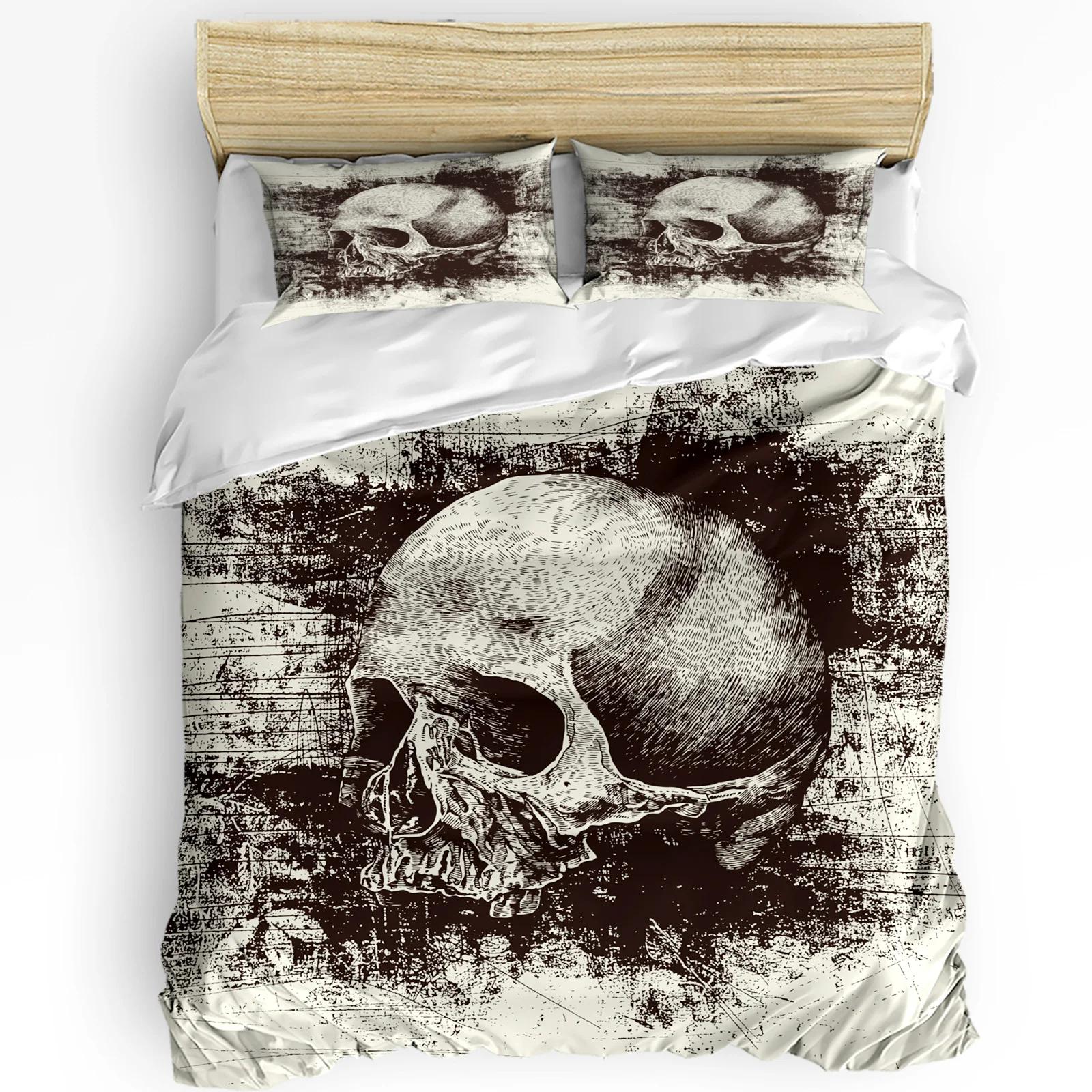 Skull Head Splash Ink 3pcs Duvet Cover SetPillow Case Double Comforter Bedding Set Quilt Cover Couple Bed